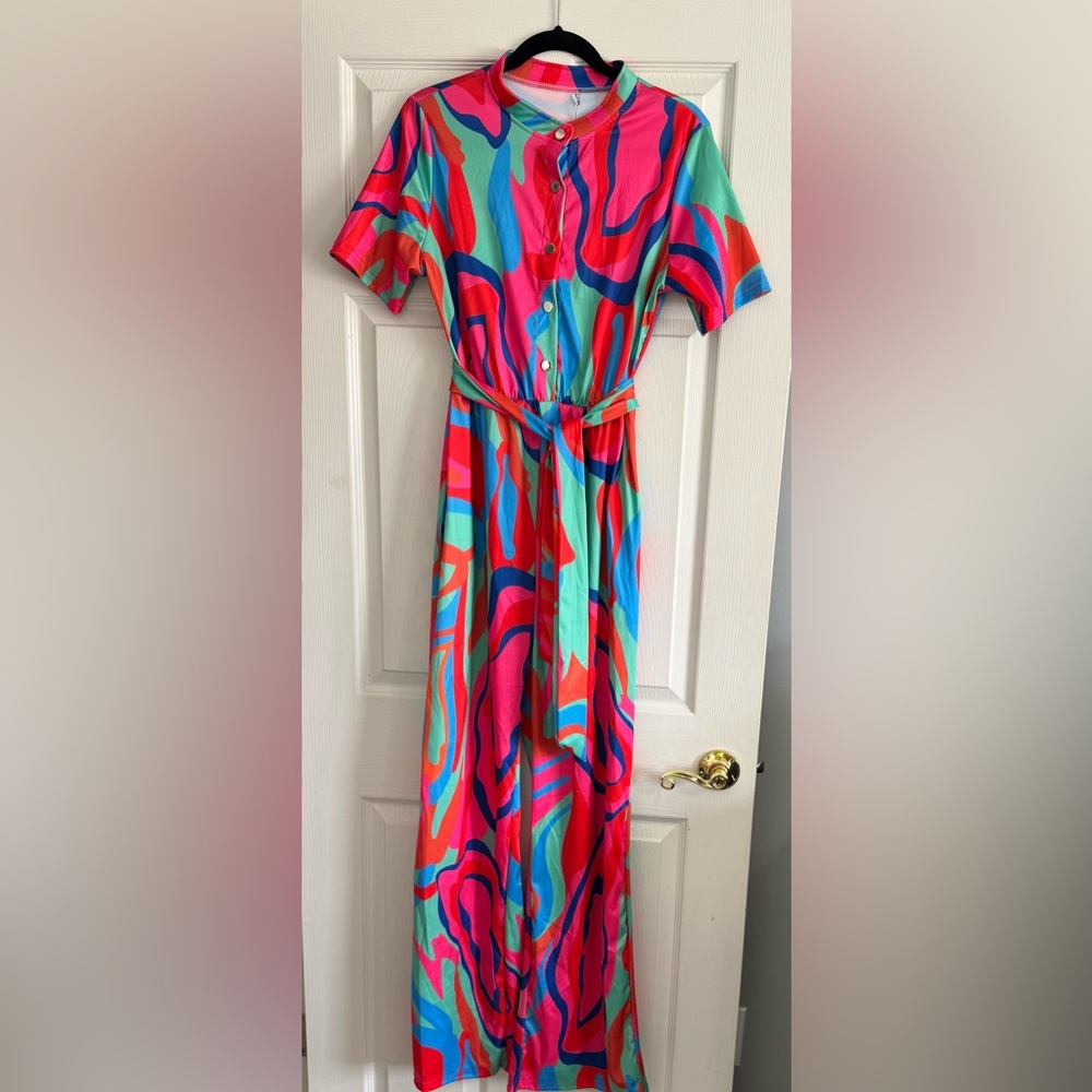 Colorful Abstract Women's Jumpsuit w/pockets